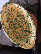 Oval skål Giorgio | gul med gröna stänk 30 cm